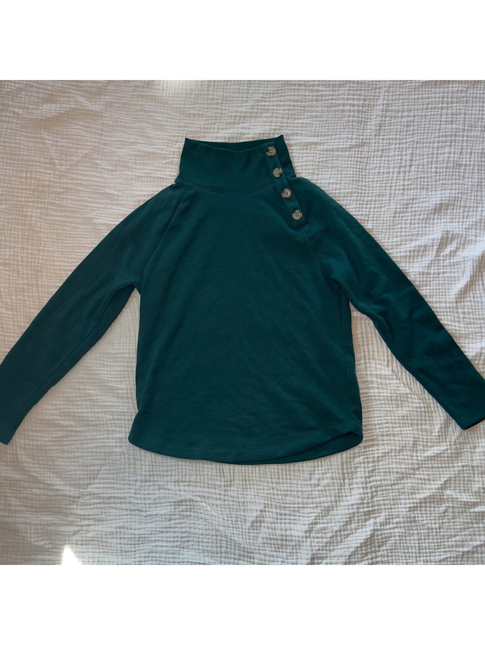 J.Crew Women’s XS Teal Mock Neck Long Sleeve Top Button Detail